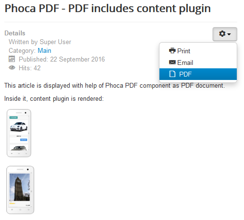 Phoca PDF - Artikelanzeige im Frontend